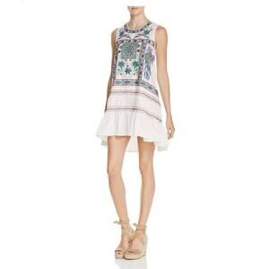 Freeway Sz S embroidered white summer mini dress, 100% cotton, baby doll